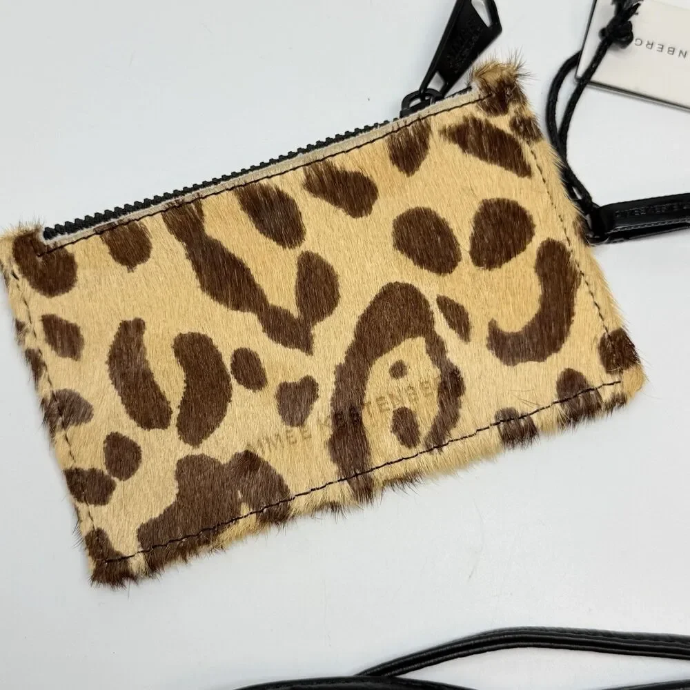 Aimee Kestenberg Lima Large Zip Lanyard In Jungle Leopard Haircalf New.